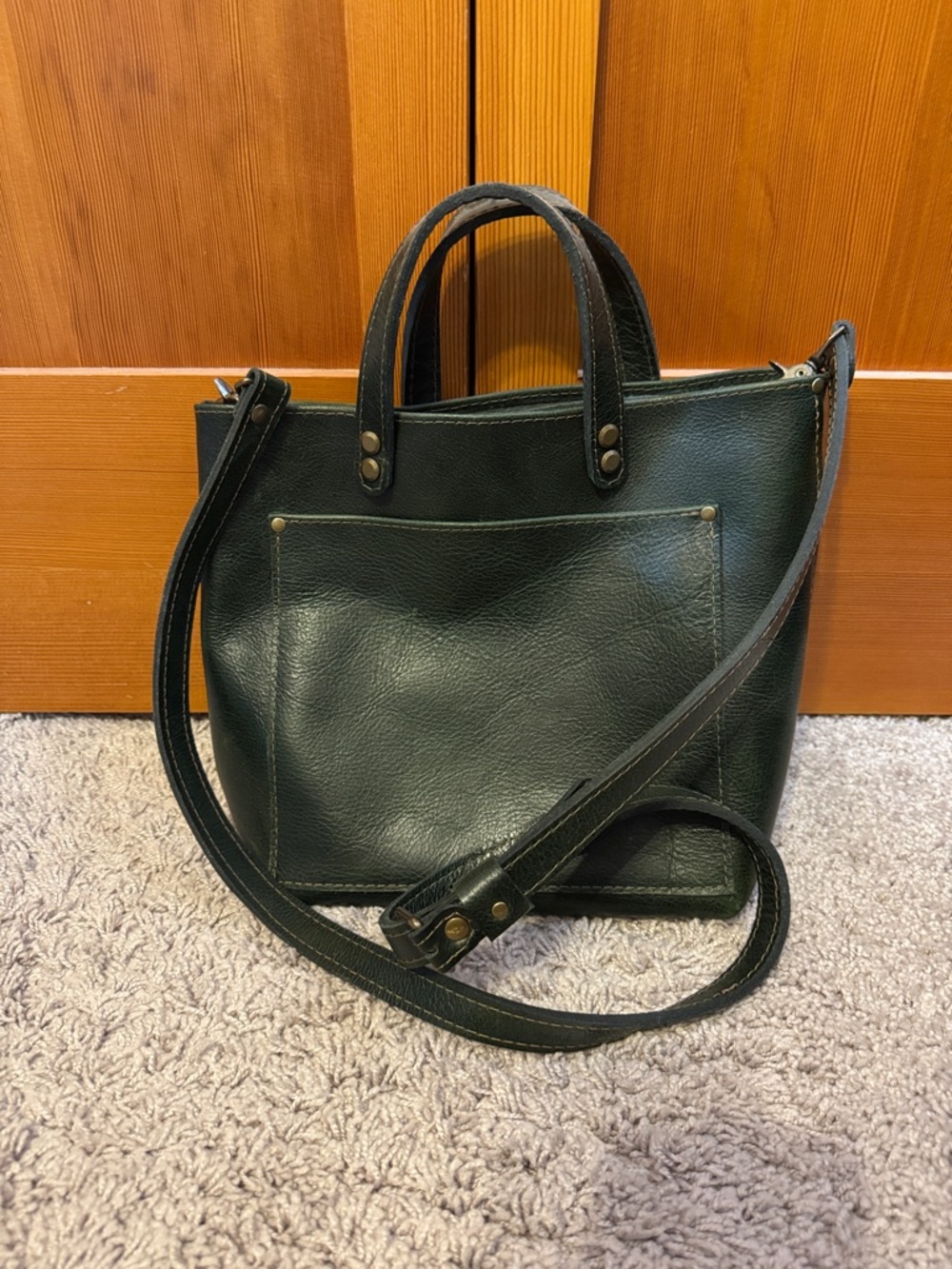 Green Leather Crossbody Leather Purse